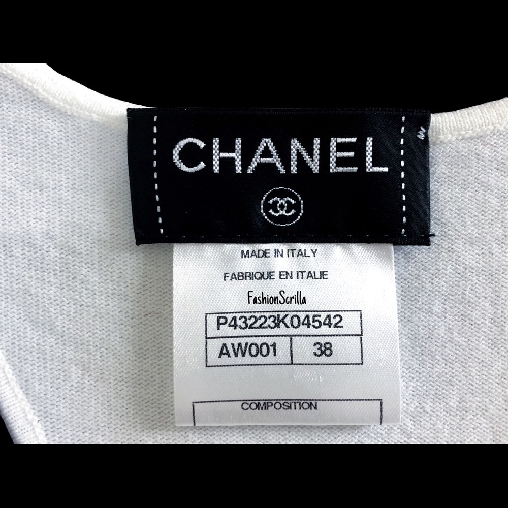 Chanel Vintage CC Logo White Sleeveless Bodycon Mini Dress - Picture 7 of 11